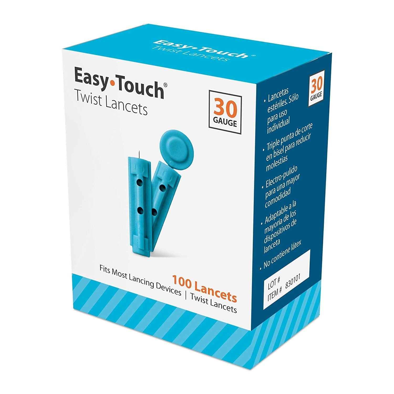 Easy Touch 30g Twist Lancets Box of 100
