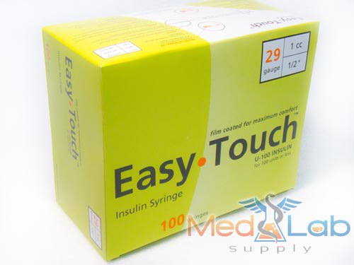 Easy Touch Diabetic Syringes .5ml x 29g, x .5 inch needle (Qty. 100)