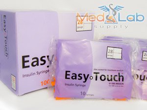 Easy Touch Diabetic Syringe .5ml x 28g, x .5 inch needle (Qty. 100)