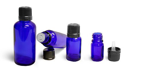 30ML Empty Blue Glass Vial with Euro-Dropper & Screw Cap