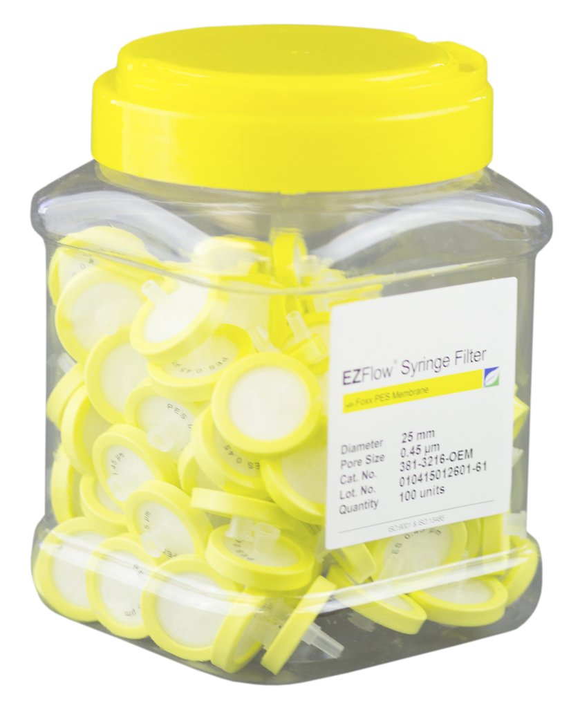 EZFlow Sterile Syringe Filter, PES 0.45um, 25mm, 100/cs