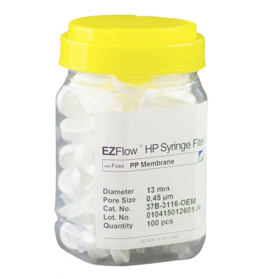 EZFlow Syringe Filter, Polypropylene (PP) 0.45um: 13mm (Qty. 100)