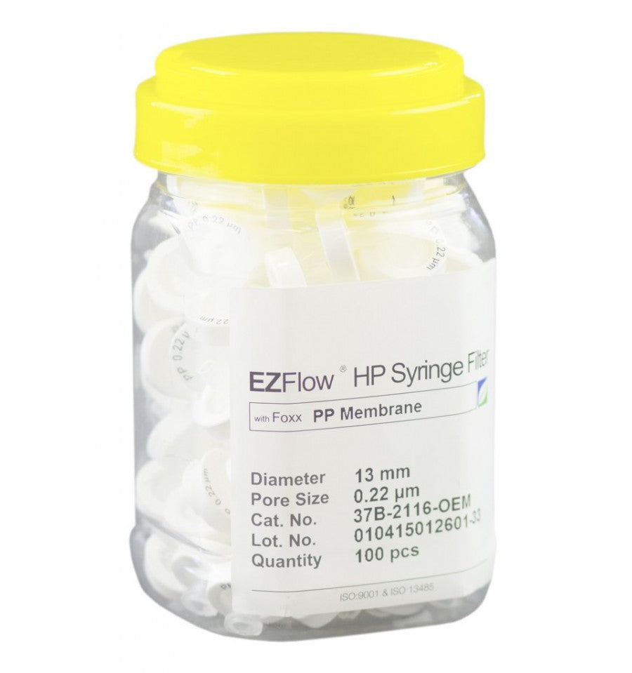 EZFlow Syringe Filter, Polypropylene (PP) 0.45um: 13mm (Qty. 100)