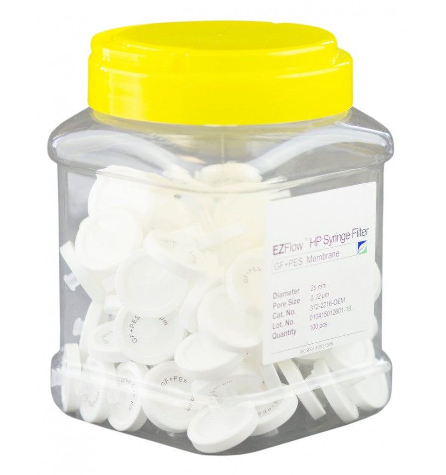 EZFlow 25mm, High Particulate Syringe Filter, PES 0.22um, 50 pk