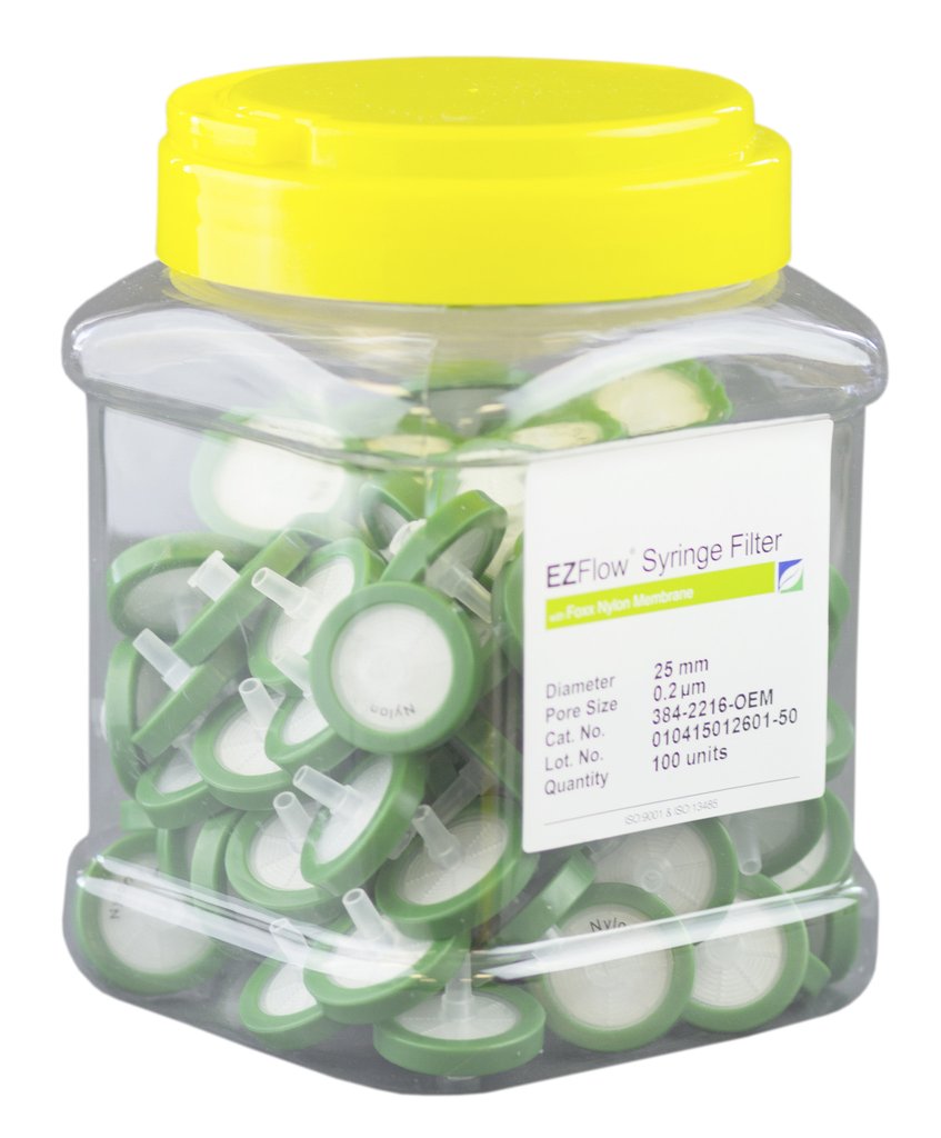 EZFlow Syringe Filter, Sample-Prep, Nylon, 0.22 & 0.45um: 25mm