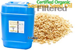 Filtered Sesame Oil, Certified Virgin Organic, (5 Gallons)