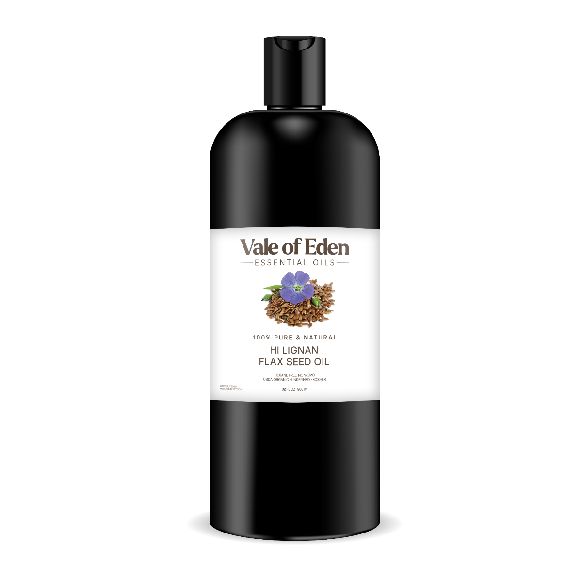 Flax Seed Oil, Certified Organic, Hi-Lignan, Non-GMO, Virgin, Qty. 32 oz