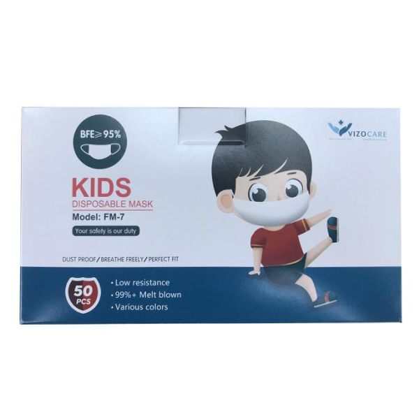 Vizocare Kids Size Blue Disposable 3-Ply Surgical Mask by Vizcom LLC, Blue, Box of 50