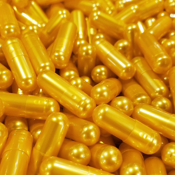 Gold Empty Gelatin Capsules, Size 0, Qty. 2500 count in resealable pouch