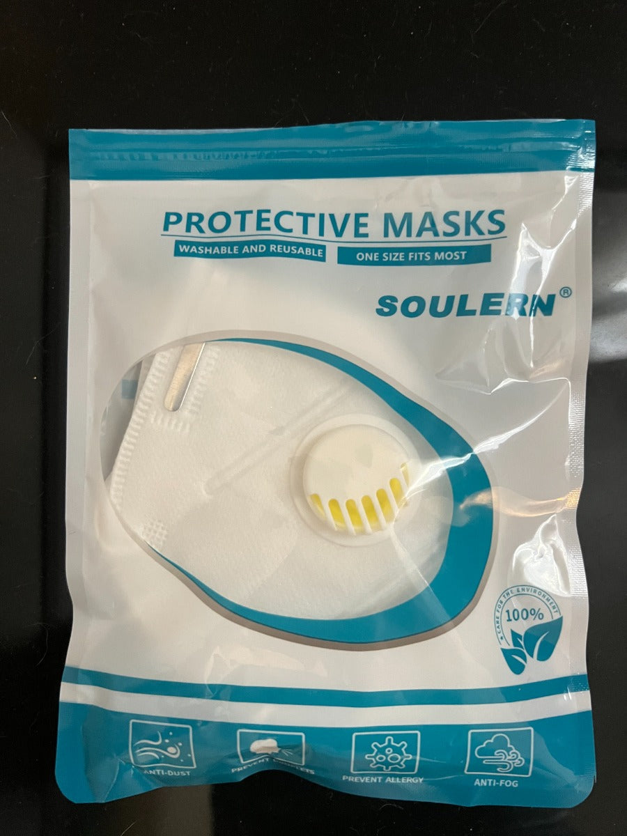 Soulern Small Adult/Teenage Size Premium KN95 masks, with Breathable Exhaust Valve. Pack of 3 or Case of 999. 97+% Filtration Efficiency. As Low As $.66/Mask.
