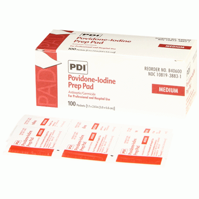 PDI PVP Iodine Prep Pads, 1.1875" x 2.625", Qty. 100