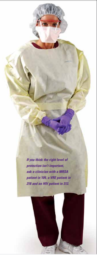 Dynarex Disposable Fluid-Resistant Isolation Gown, Yellow, Universal Size (fits most), Bag of 5