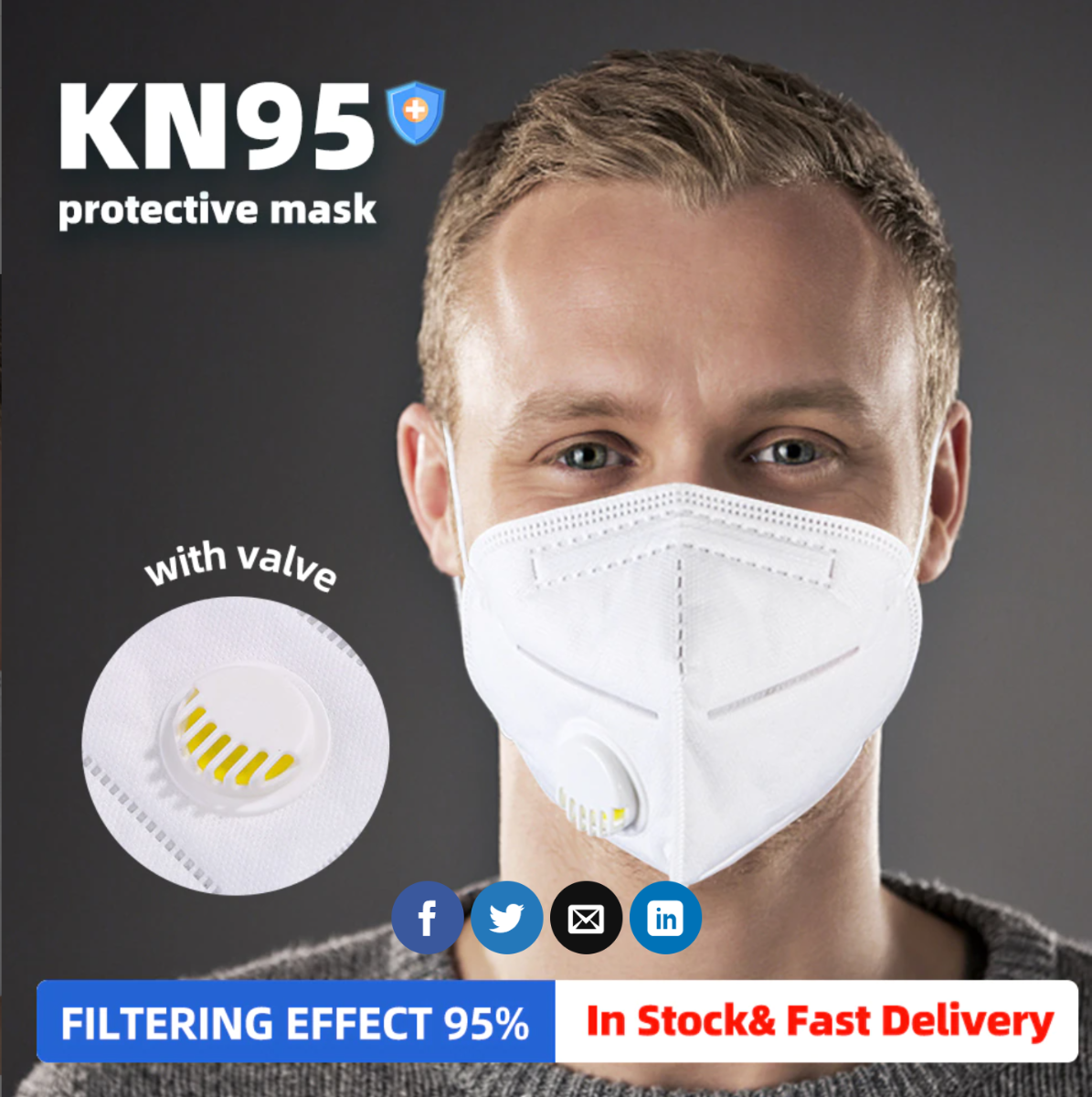 Soulern Small Adult/Teenage Size Premium KN95 masks, with Breathable Exhaust Valve. Pack of 3 or Case of 999. 97+% Filtration Efficiency. As Low As $.66/Mask.