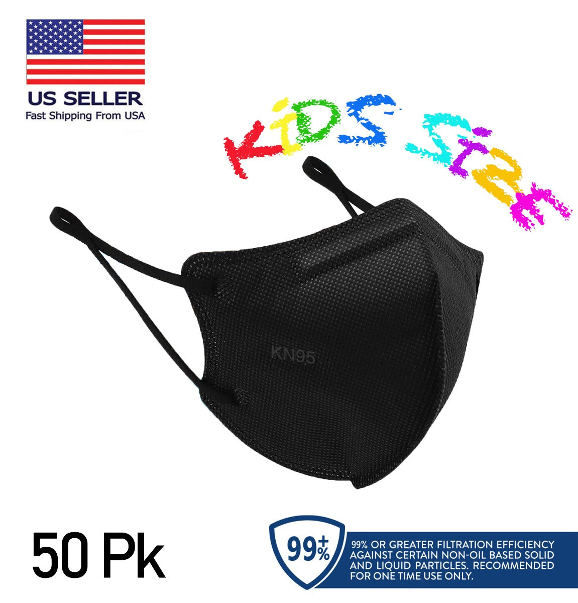 Anhui Hygiene Black Disposable KN95 Mask, (BFE 99%+), Case of 3000