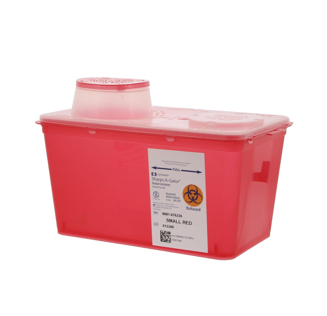 Monoject Chimmey-Top Sharps Container, Red, 4 Quarts