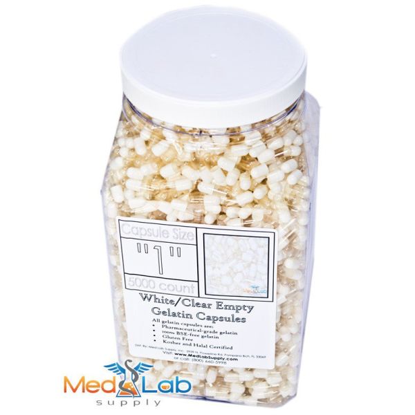 Clear Empty Gelatin Capsules, Size 0, 1500 count