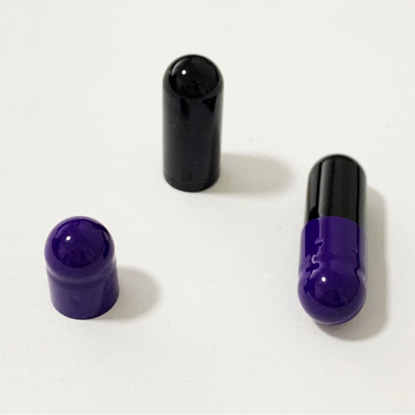 Black/Purple Empty Gelatin Capsules, Size 0, Qty. 500, (Premium Color)