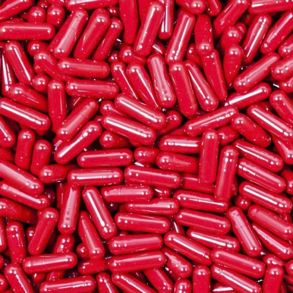 Red Empty Gelatin Capsules, Size 1, Qty. 2500 in resealable pouches