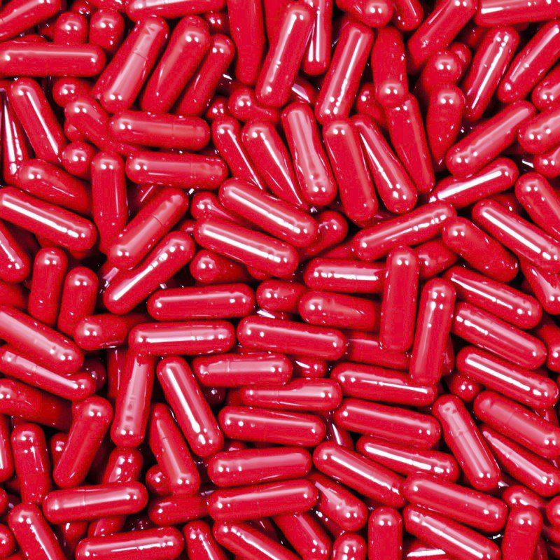 Red Empty Gelatin Capsules, Size 0, Qty 1500 resealable pouch