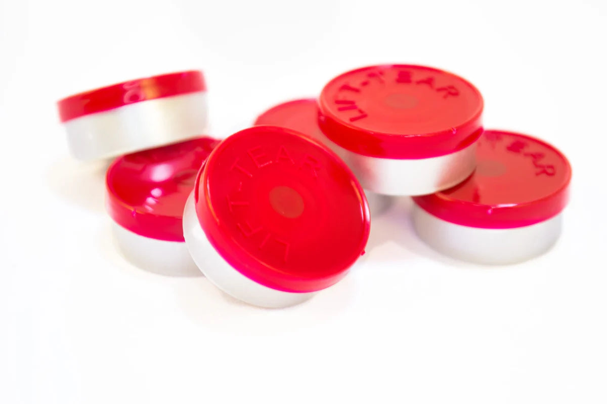 20mm Flip Top Aluminum Seal Lift Tear - Red (Qty. 25)