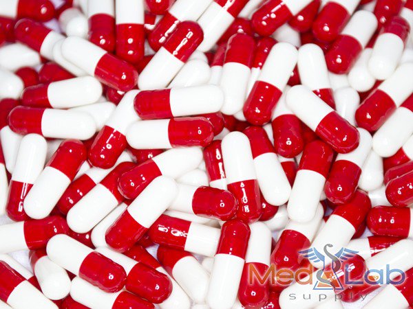 Red/White Capsules, Size: 4 (5000 count) in gripper jar