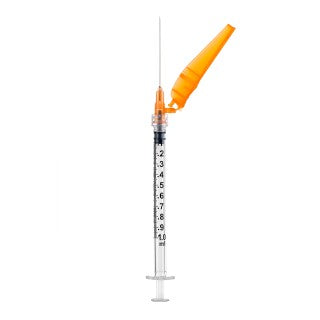 Exel Luer Lock Syringe with Safety Needle, 1ML 23g x 1", 50/BX, 27047