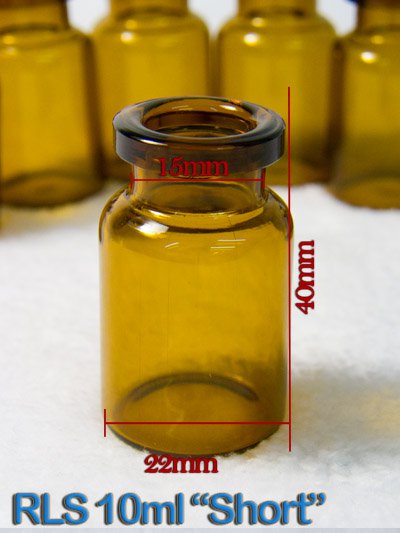 RLS 10ml "Short" Tubular Amber Glass Serum Vials (Qty. 1800)