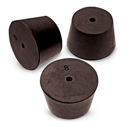 Size No. 8 - Black Rubber Stopper - 1 Hole (Qty. 1)