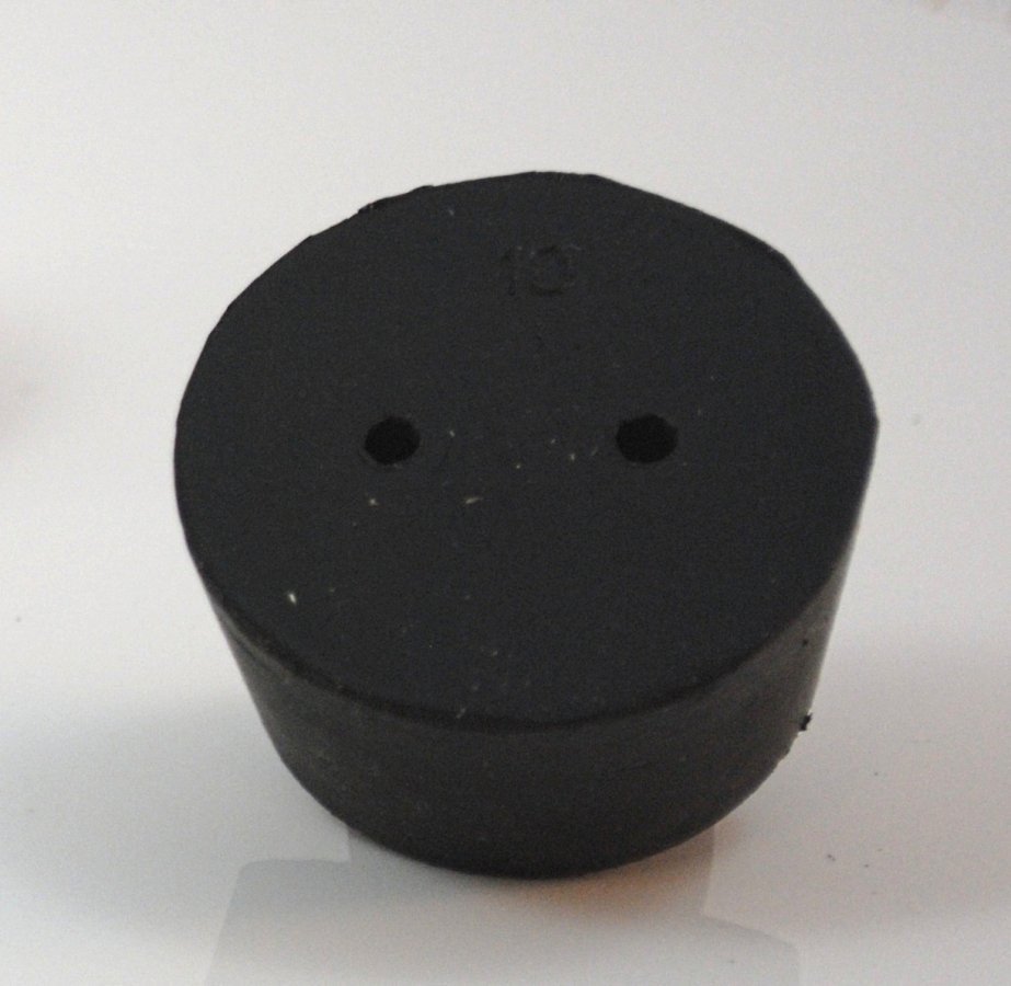 Size No. 10 - Black Rubber Stopper - 2 Hole (Qty. 1)