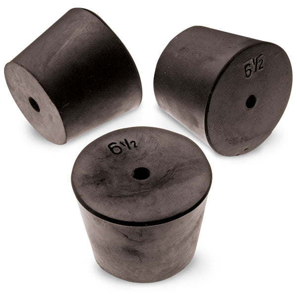 Size No. 6-1/2 - Black Rubber Stopper - 1 Hole (Qty. 1)