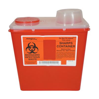 Cardinal Monoject Chimney-Top Sharps Container, Red, 8 Quarts