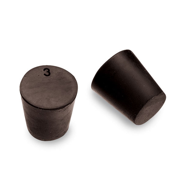 Size No. 3 - Black Rubber Stopper - Solid (Qty. 1)