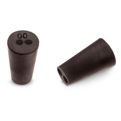 Size No. 00 - Black Rubber Stopper - 2-Hole (Qty. 1)