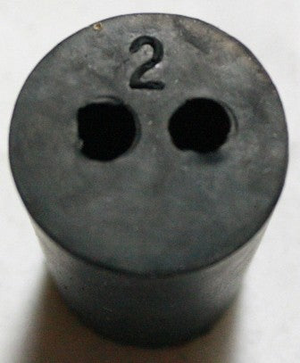 Size No. 2 - Black Rubber Stopper - 2 Hole (Qty. 1)