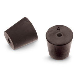 Size No. 4 - Black Rubber Stopper - 1 Hole (Qty. 1)