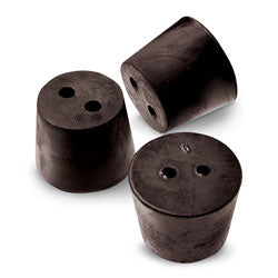 Size No. 6 - Black Rubber Stopper - 2 Hole (Qty. 1)