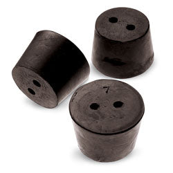 Size No. 7 - Black Rubber Stopper - 2 Hole (Qty. 1)