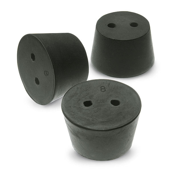 Size No. 8 - Black Rubber Stopper - 2 Hole (Qty. 1)