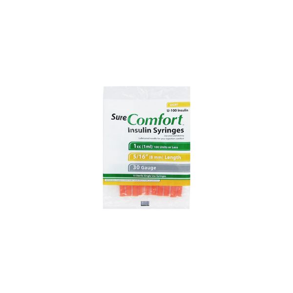 SureComfort Insulin Syringe, 3/10cc x 30g x 5/16, Box of 100