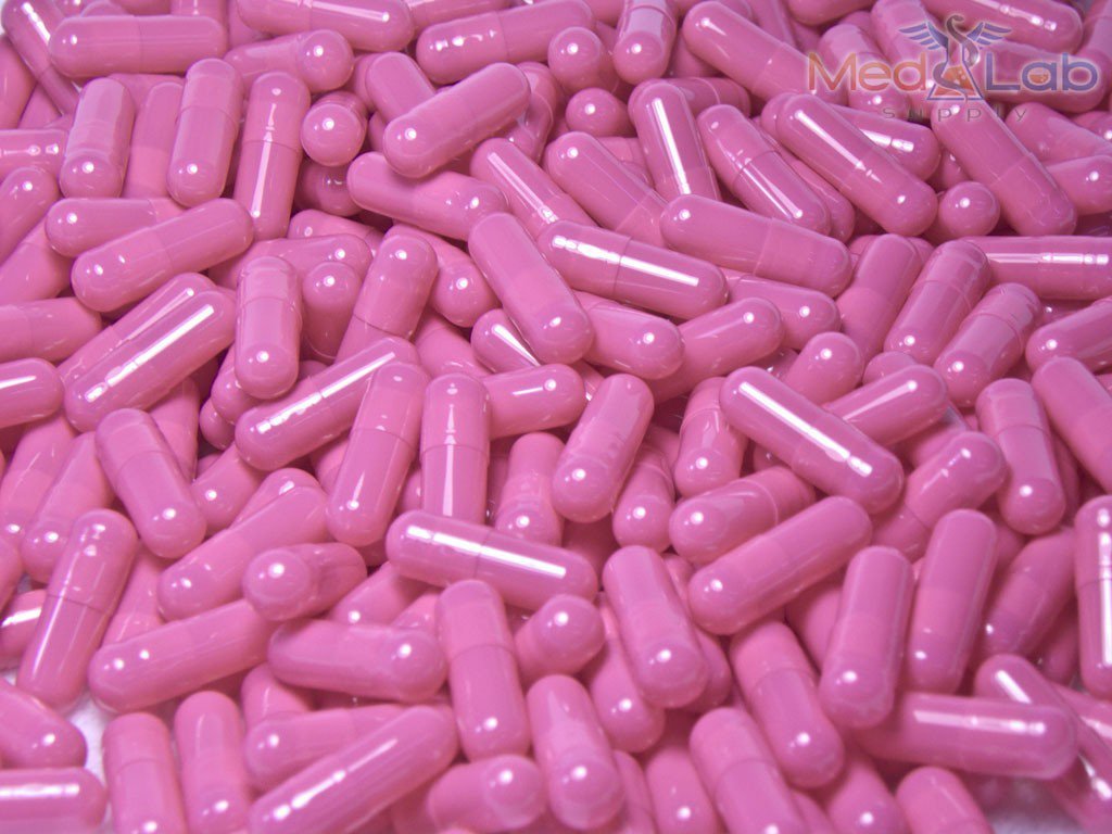 Pink Empty Gelatin Capsules, Size 3