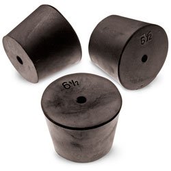 Size No. 6-1/2 - Black Rubber Stopper - Solid, 1-Hole, & 2- Hole