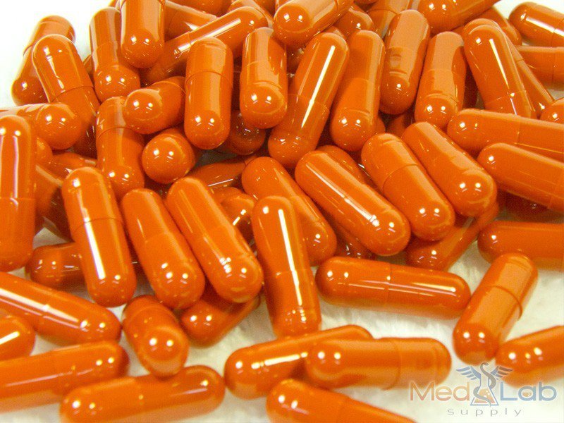 Orange Empty Gelatin Capsules, Size 00