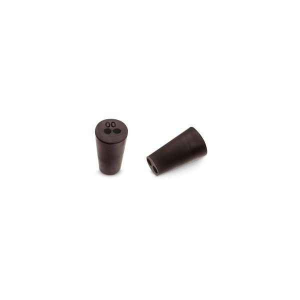 Size No. 00 - Black Rubber Stopper - Solid, 1-Hole, & 2- Hole