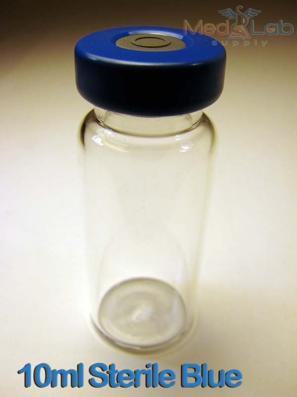 10ml Clear Sealed Sterile Depyrogenated Glass Vials, Blue