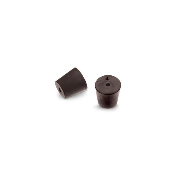 Size No. 4- Black Rubber Stopper - Solid, 1-Hole, & 2- Hole