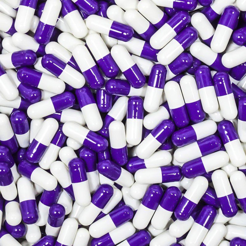 Purple/White Empty Gelatin Capsules, Size 00