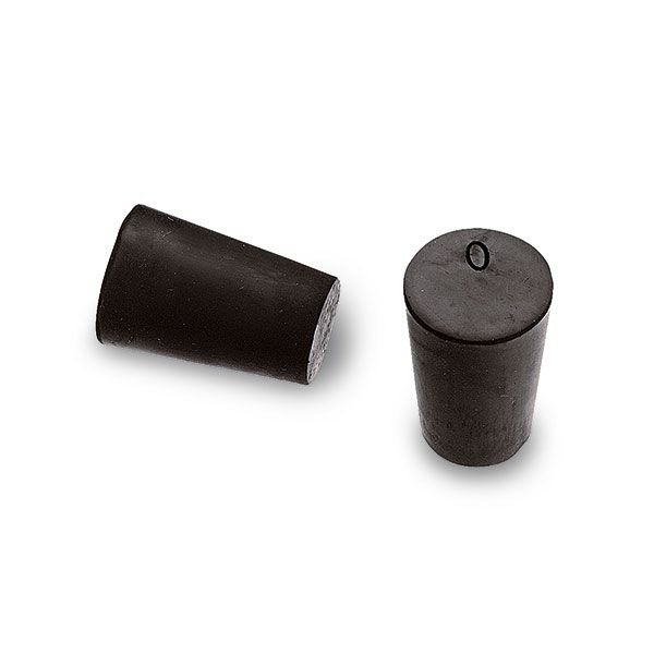 Size No. 0 - Black Rubber Stopper - Solid, 1-Hole, & 2- Hole