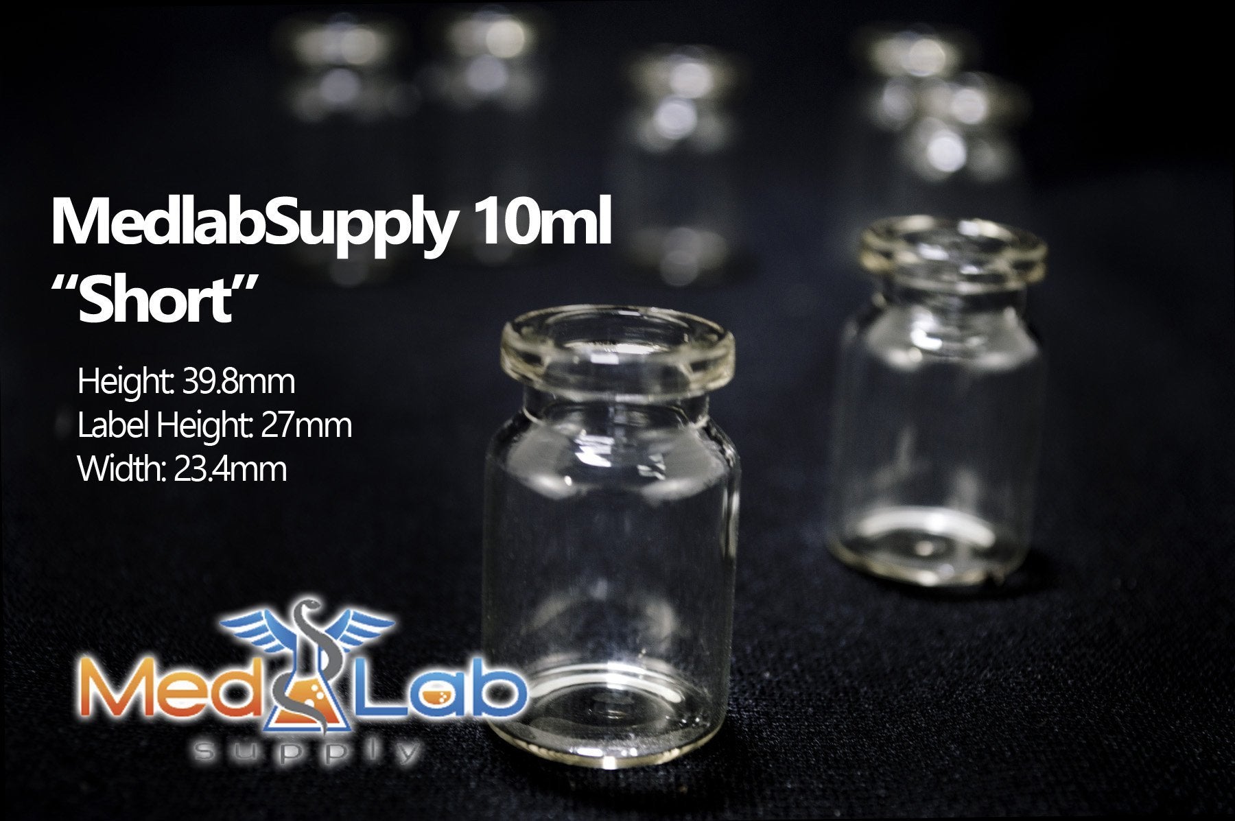 MLS 10ml Short Tubular Clear Glass Serum Vials by Med Lab Supply
