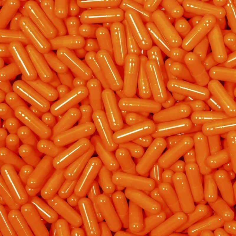 Orange Empty Gelatin Capsules, Size 2