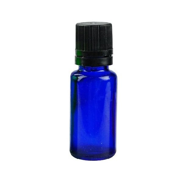 Empty Blue Glass Vial with Euro-Dropper & Screw Cap
